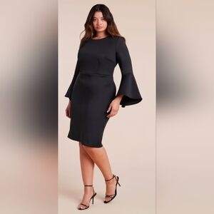 NWT ELOQUII Black Flare‎ Sleeve Scuba Dress - Size 18